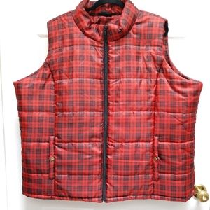Baku Red and Black Plaid Puffer Vest